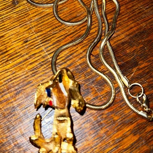 Vintage Dog Brooch With Gold Tone Necklace.