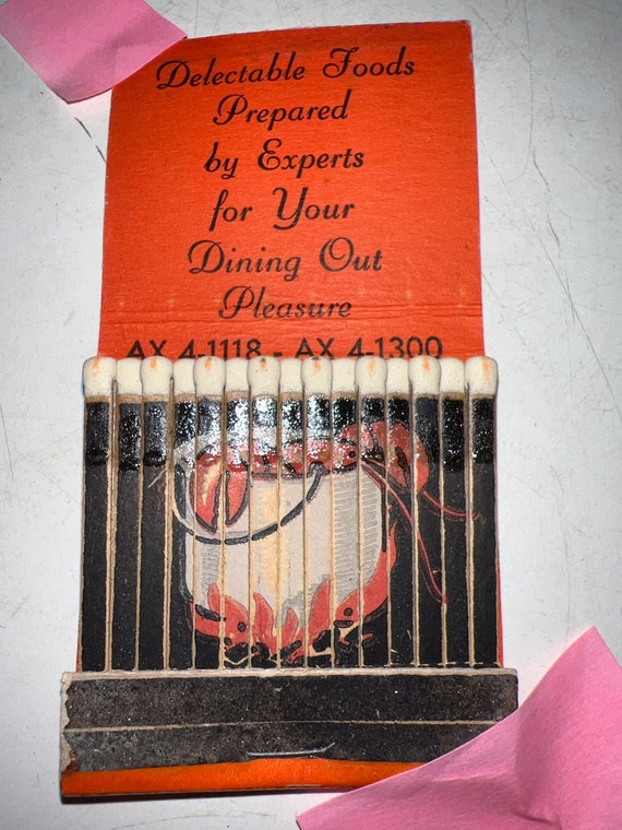 Vintage Feature Matchbook. 1950’s Jai-Lao Cafe Matchbook. Unused Restaurant Feature Matchbook. Orange Matchbook