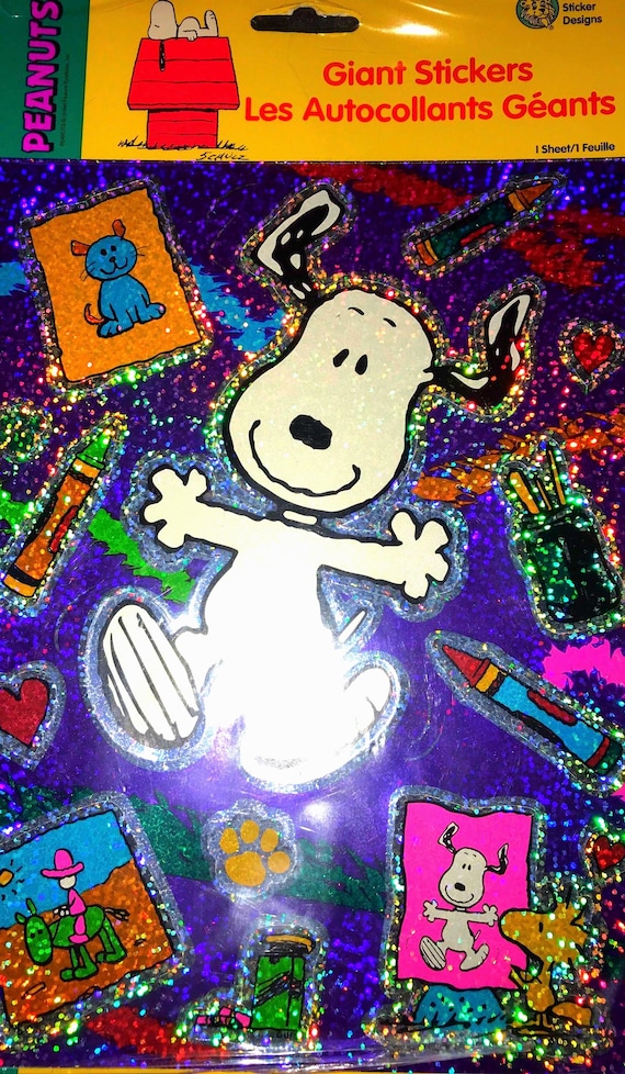 Vintage 1980’s Giant Sparkle Peanuts Snoopy Stickers