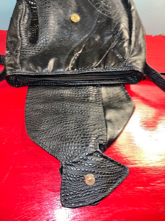 Vintage 1980’s Black Leather Patchwork Purse - image 6