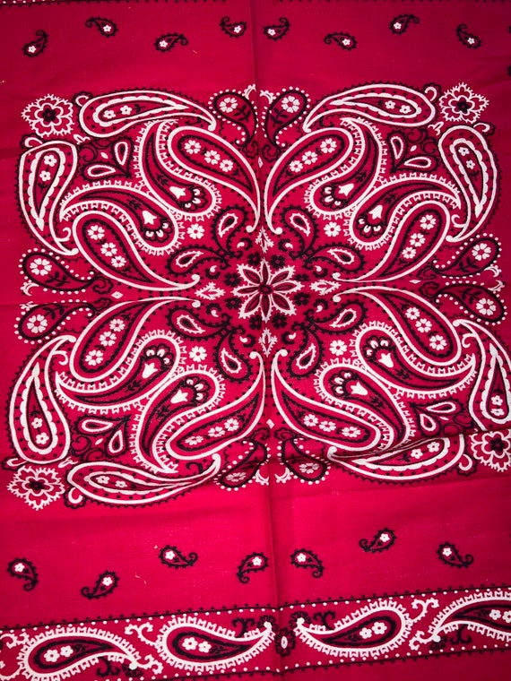 Vintage Red Paisley Bandana. Red Bandana With Pai… - image 3