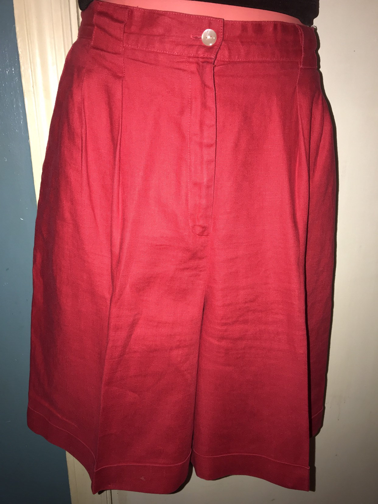 Vintage 90's Talbots Red Shorts. Red 90's Linen Shorts. Talbots Red