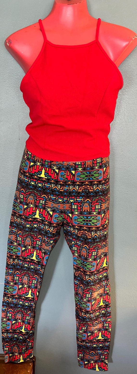 Vintage 1990’s Contempo Casuals Leggings and Red Halter Shirt Outfit