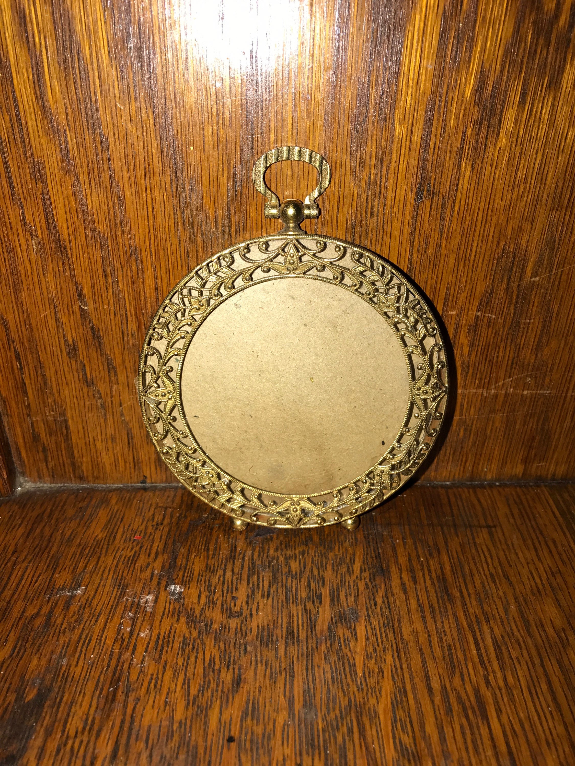 Vintage Brass Frame. Vintage Round Intricate Brass Frame. Brass Picture Frame. Small Intricate