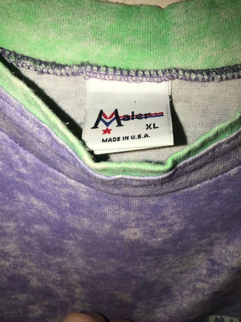 Size Extra Large Kids Purple and Green Tropical Life T-shirt Unisex Children\u2019s T-shirt Vintage Kids 80\u2019s Cool T-shirt