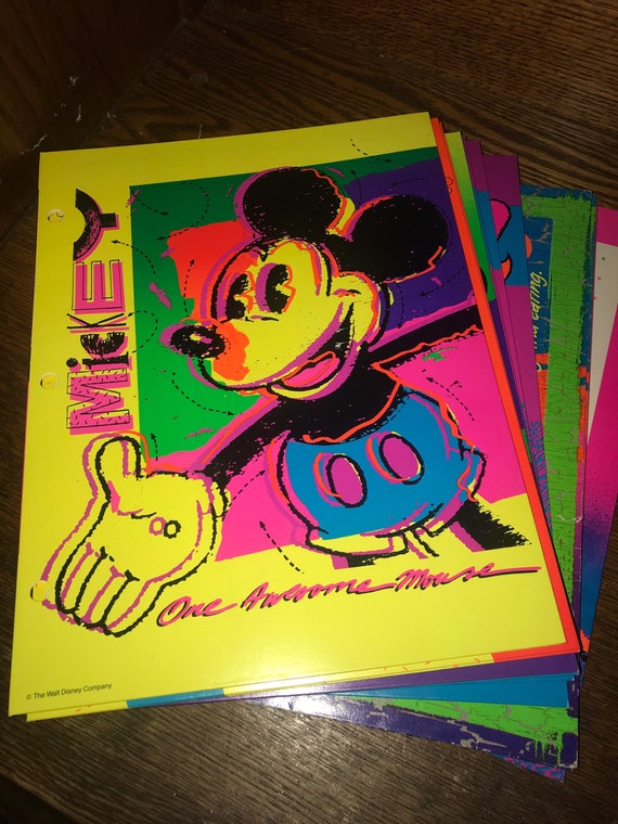 Vintage 1980’s Disney Mickey Mouse Mead Paper Folder. Awesome New Vintage Mickey and Friends Folder. Vintage School Supplies