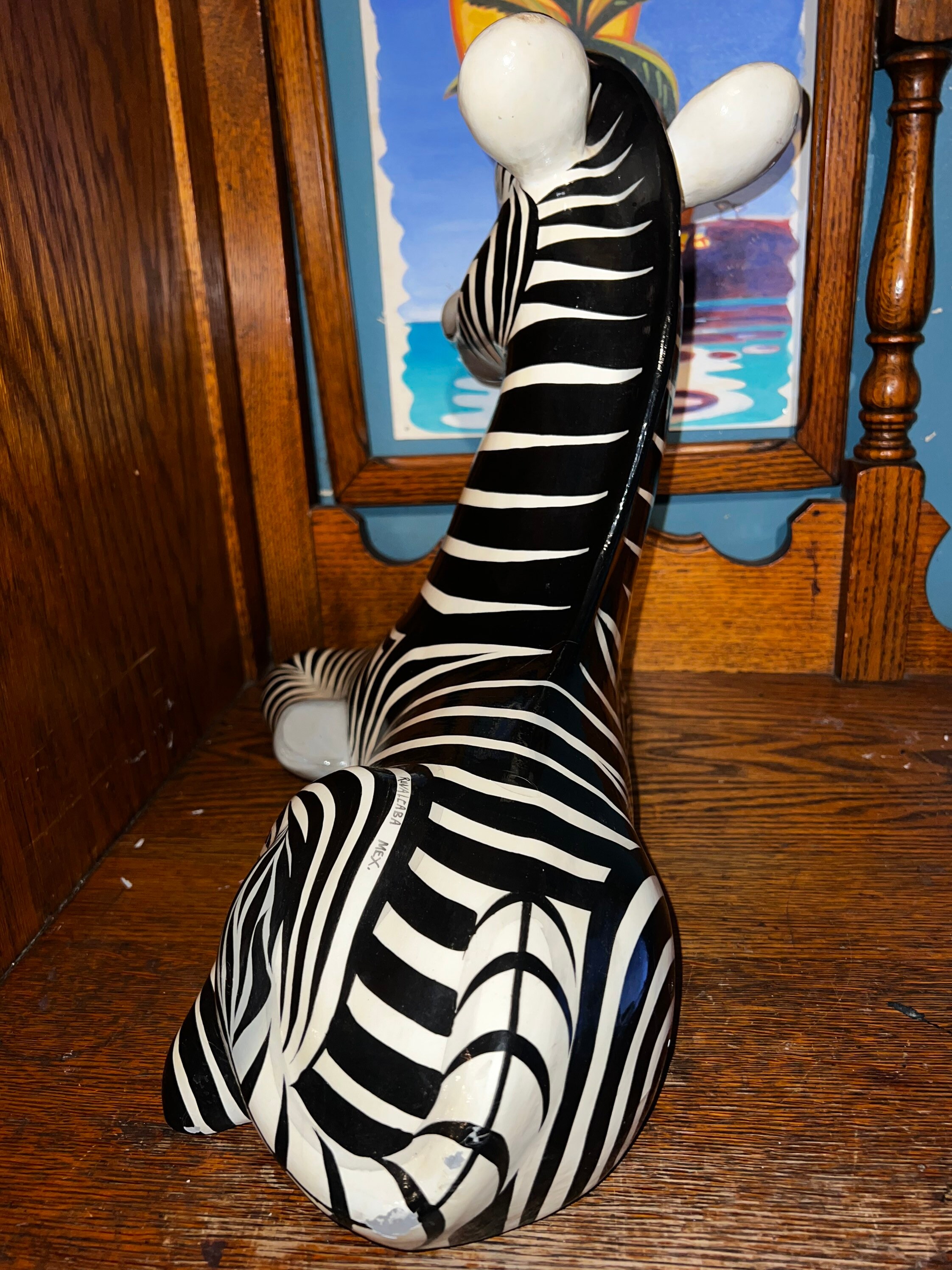 Vintage Paper Mache Zebra. Large Cartonia Zebra, Signed By Mexican