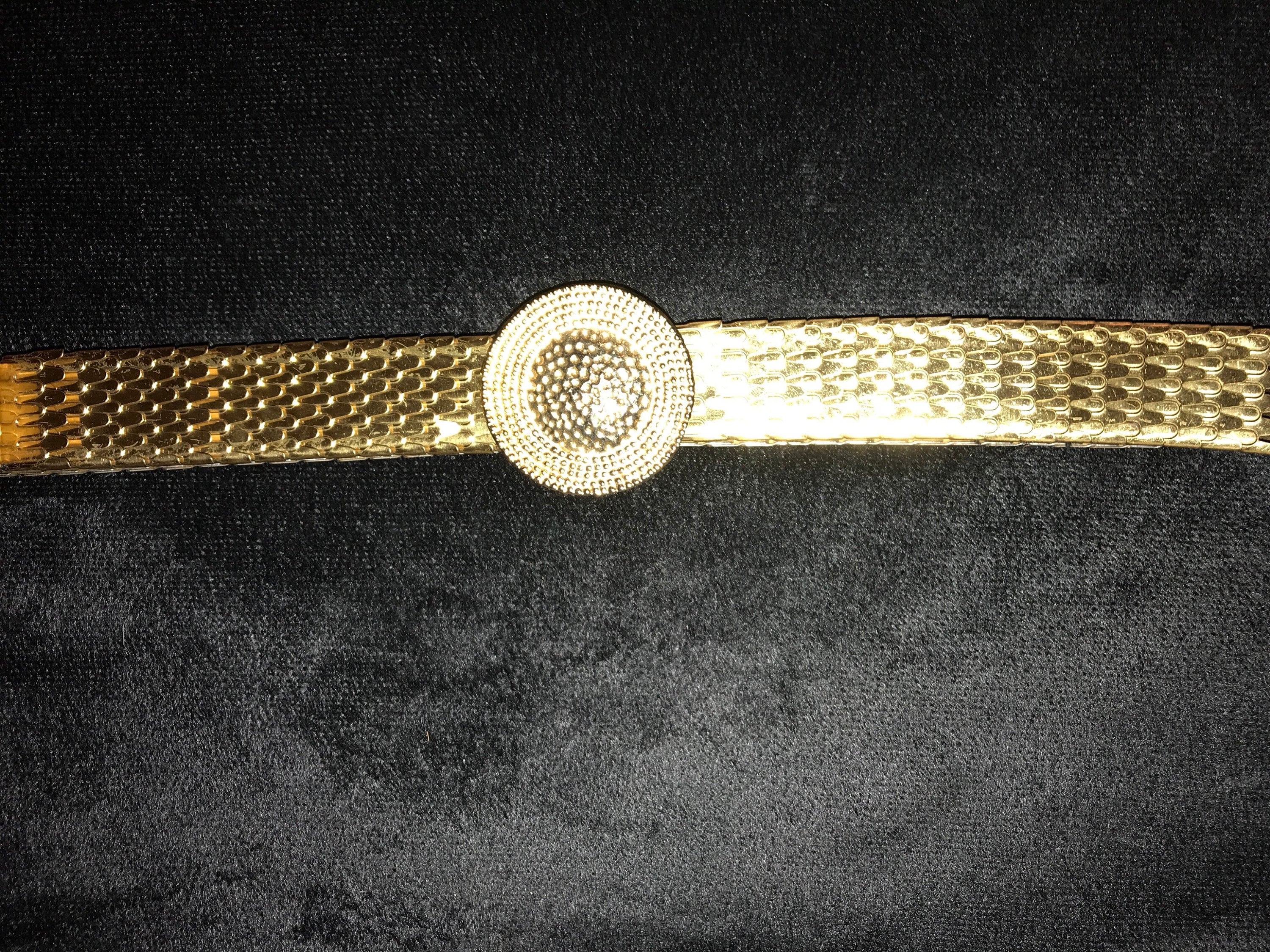 Vintage Elastic Metal Belt. Gold Metal Belt. 80's Vintage Metal Belt