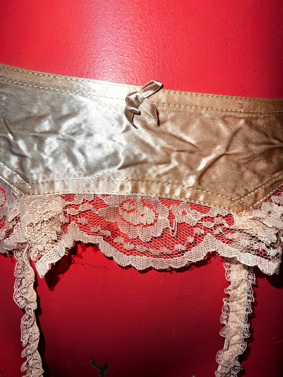 Vintage 1970’s Pink Satin and Lace Garter Belt. T… - image 2