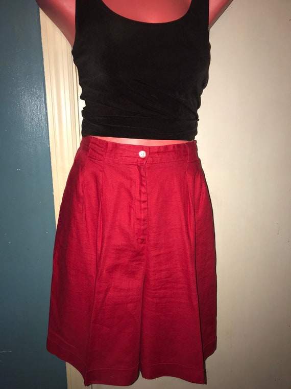 Vintage 90's Talbots Red Shorts. Red 90's Linen Sh