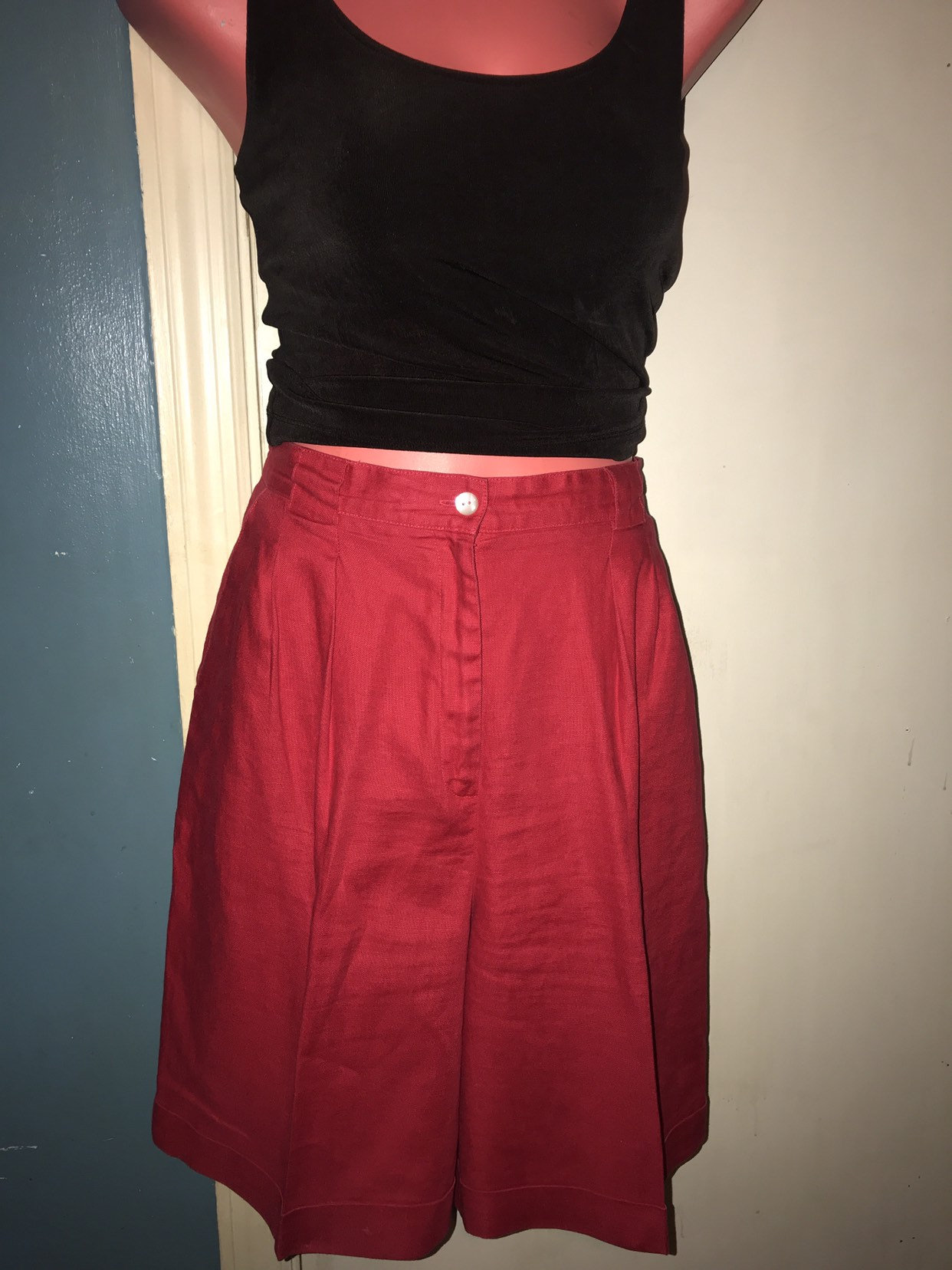 Vintage 90's Talbots Red Shorts. Red 90's Linen Shorts. Talbots Red