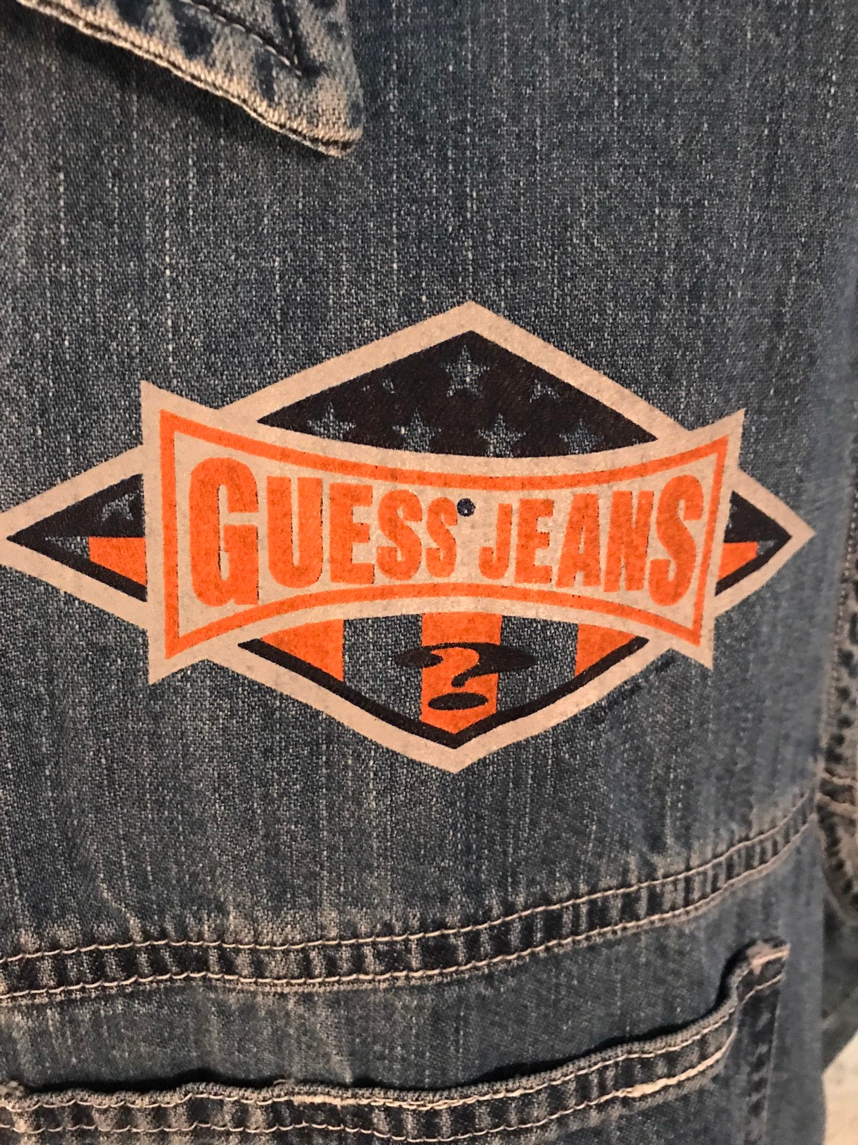 Vintage Guess Shirt : Shirt Guess Jeans Zip Sleeveless Zippered Jean Usa Cool Men Made Vintage Blue Size Large