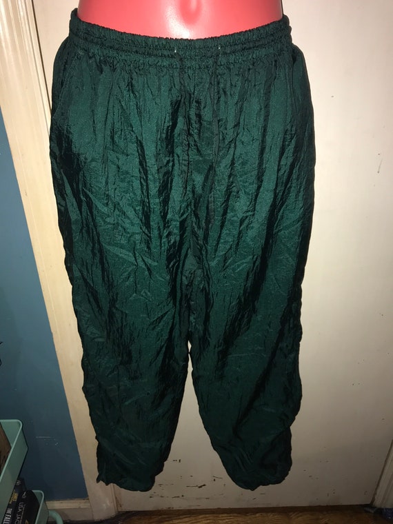 Vintage Windbreaker Pants. Green Windbreaker Pants