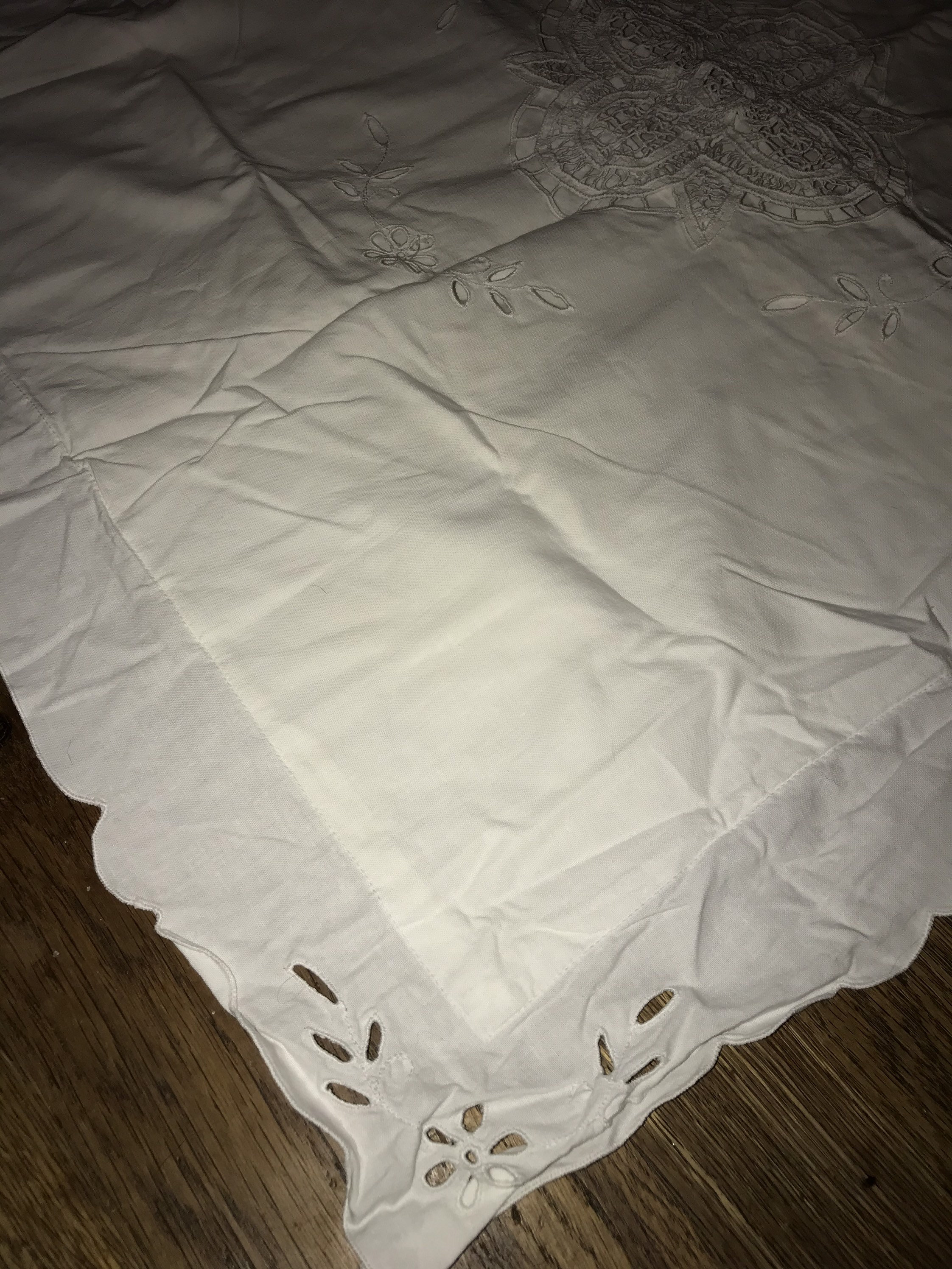 Vintage White Cotton Battenburg Lace Pillow Sham. One Standard