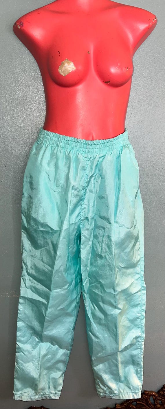 Vintage Windbreaker Pants. Aquamarine Track Pants, Size Large