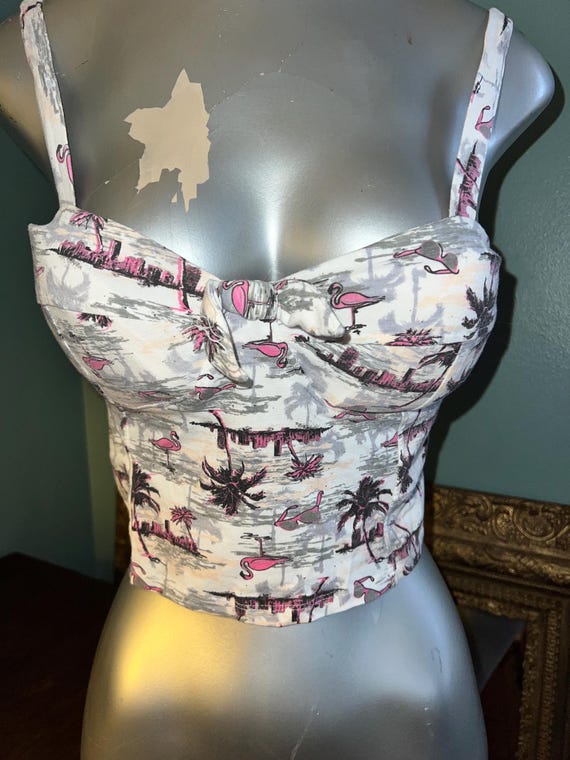 Vintage 90’s Tropical Crop Top, Size Large
