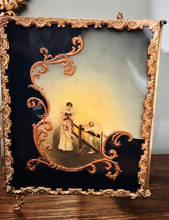 Antique Victorian Tri Fold Mirror With Celluloid Panel - Etsy