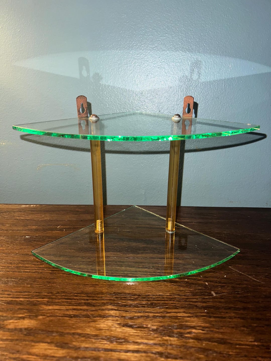 Vintage Glass Corner Wall Shelf With Lucite - Etsy