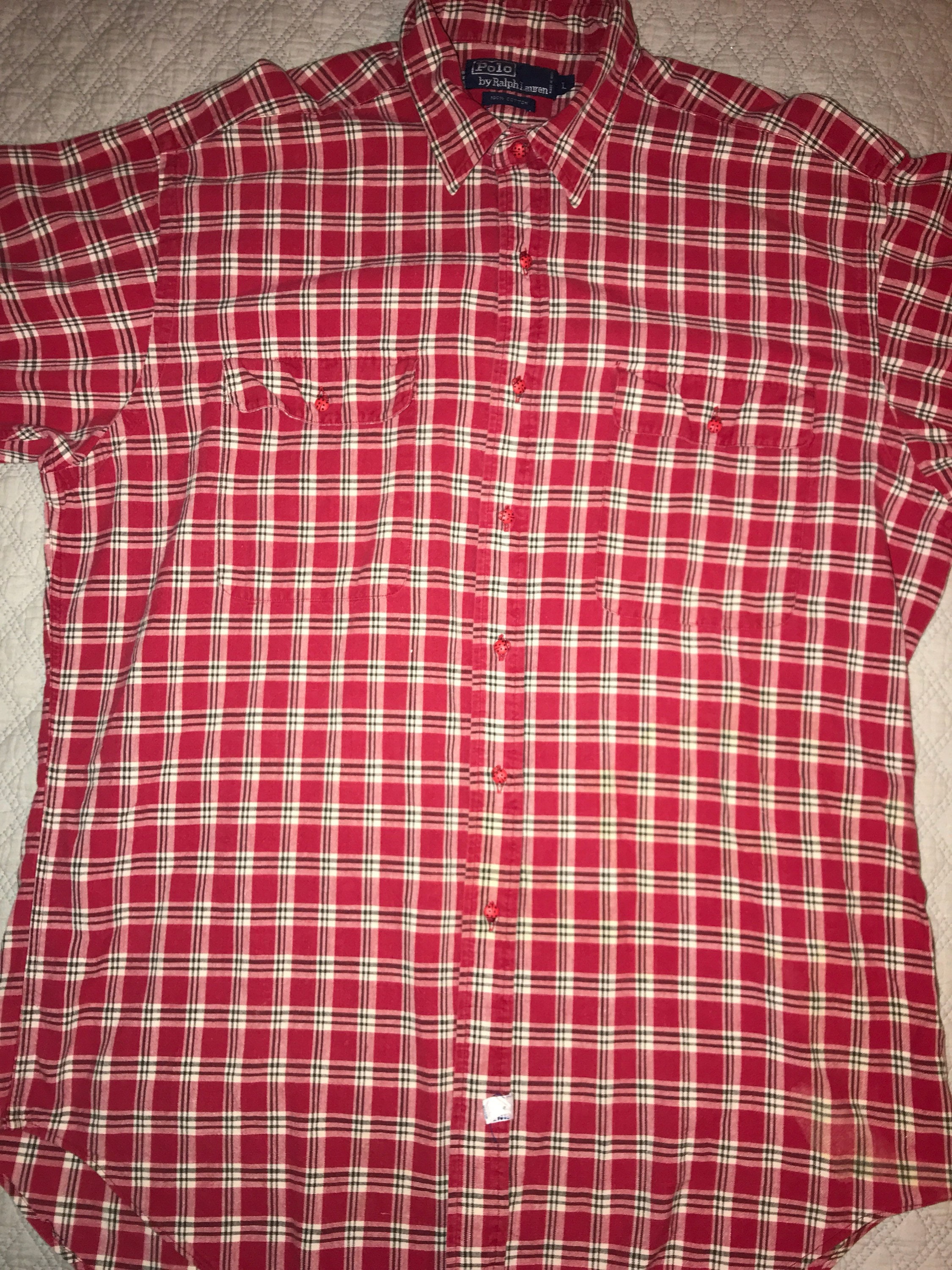 Vintage Ralph Lauren Red Plaid Button Down Shirt. Red Plaid Ralph ...