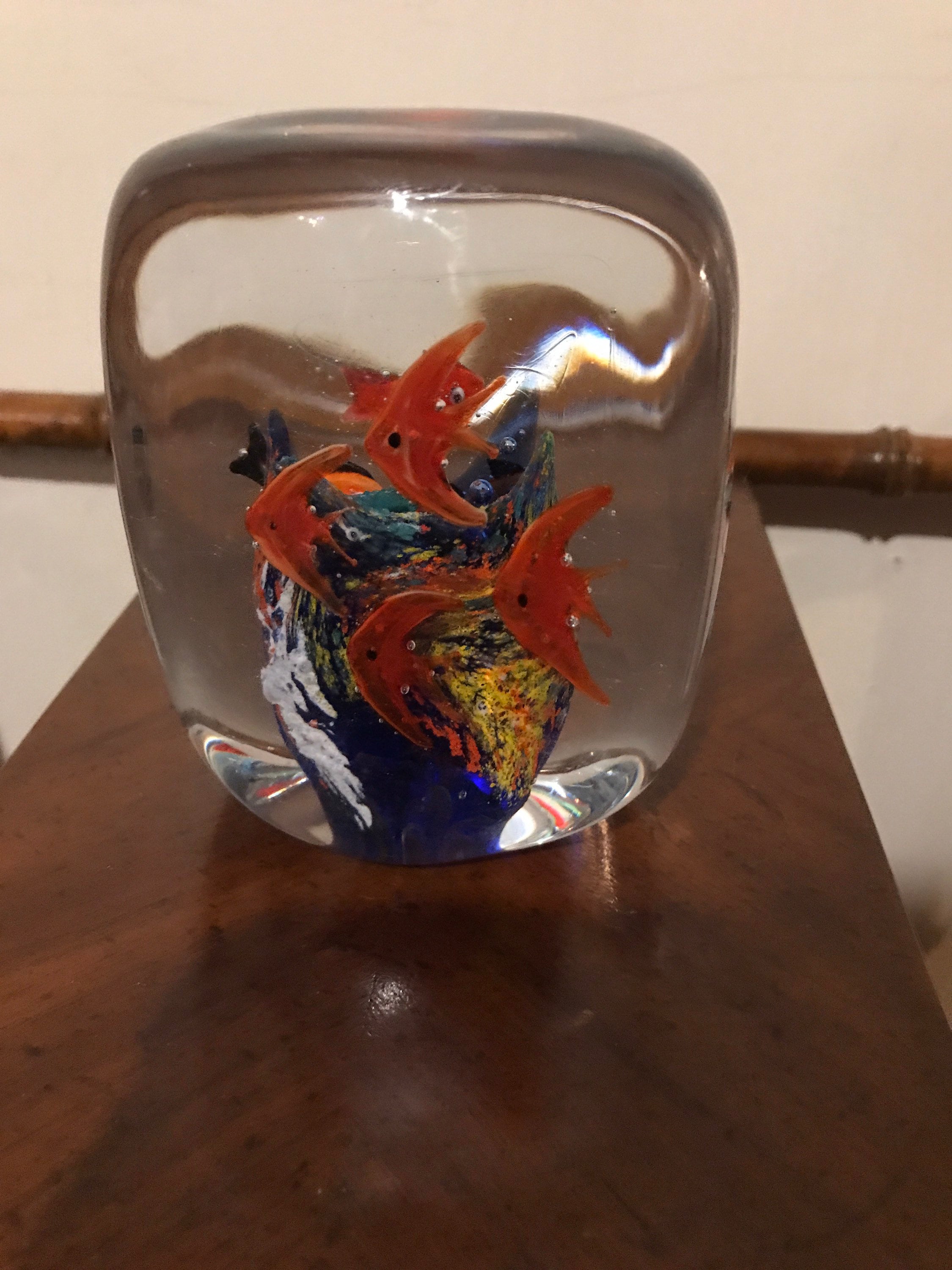 Vintage Glass Angel Fish Aquarium. Murano Like Glass Paper Weight