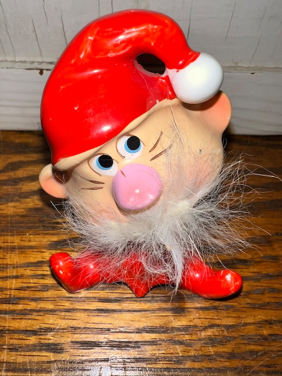 Vintage Christmas Santa Claus Pixie Elf Kitschy Christmas Porcelain Elf. MCM Pixie Elf