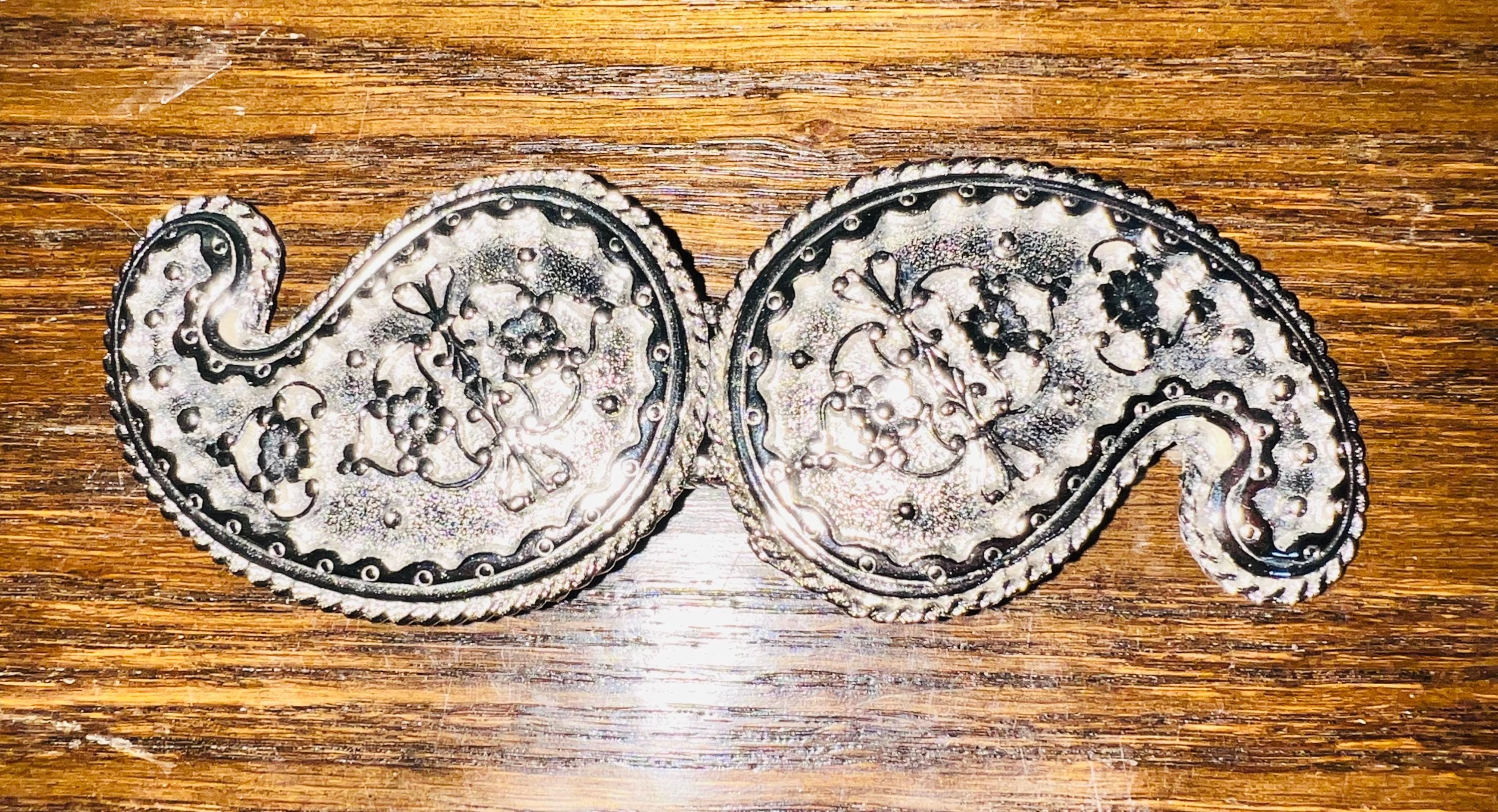Vintage Douglas Paquette Silver Tone Paisley Belt Buckle - Etsy display picture 1