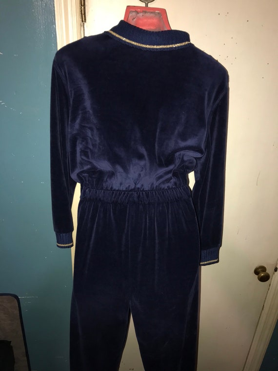 Vintage Saint Germain Jumpsuit. 1980’s Blue Velou… - image 6