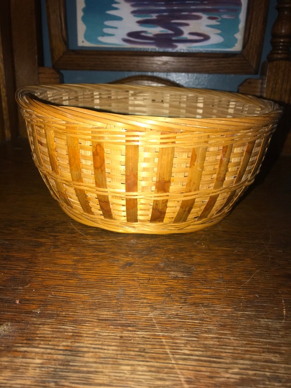 Vintage Boho Woven Basket Bowl, Home Decor Basket