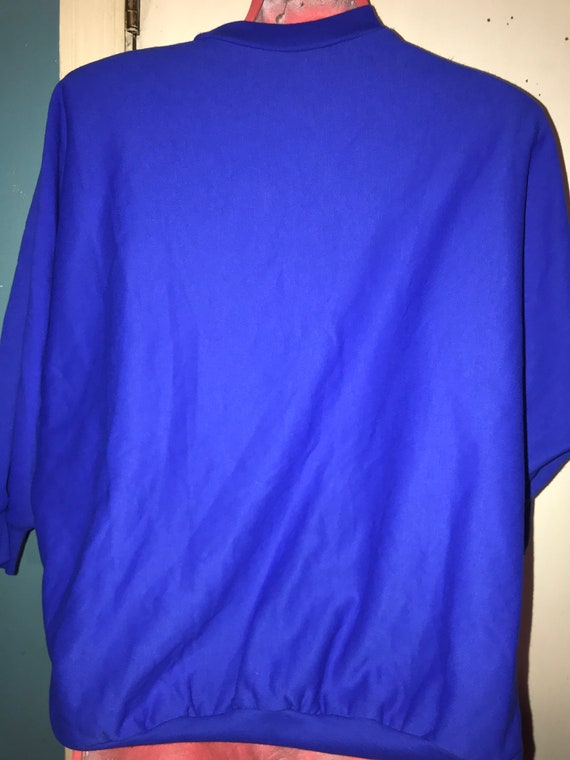 Vintage 80's Painted Sweatshirt. Bright Blue Pain… - image 5