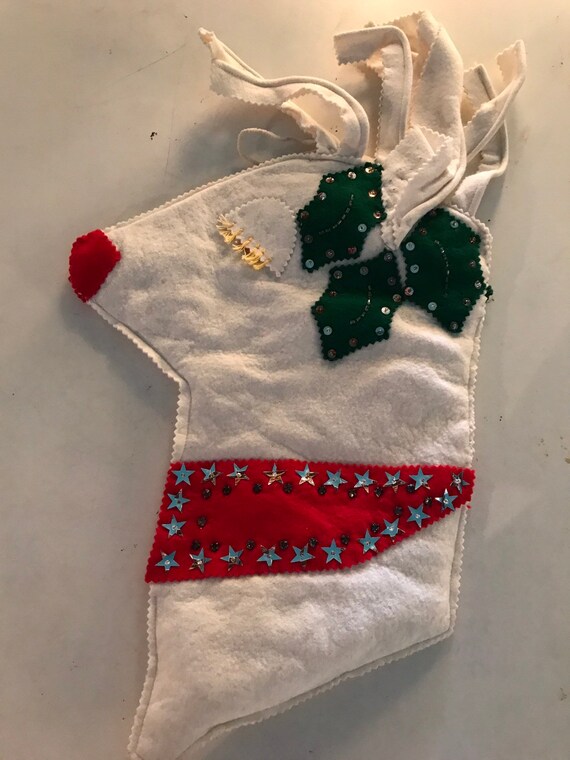 Vintage Felt Reindeer Christmas Decoration.Christmas Reindeer Felt Decor. Vintage Felt Christmas. Handmade Felt Christmas Reindeer