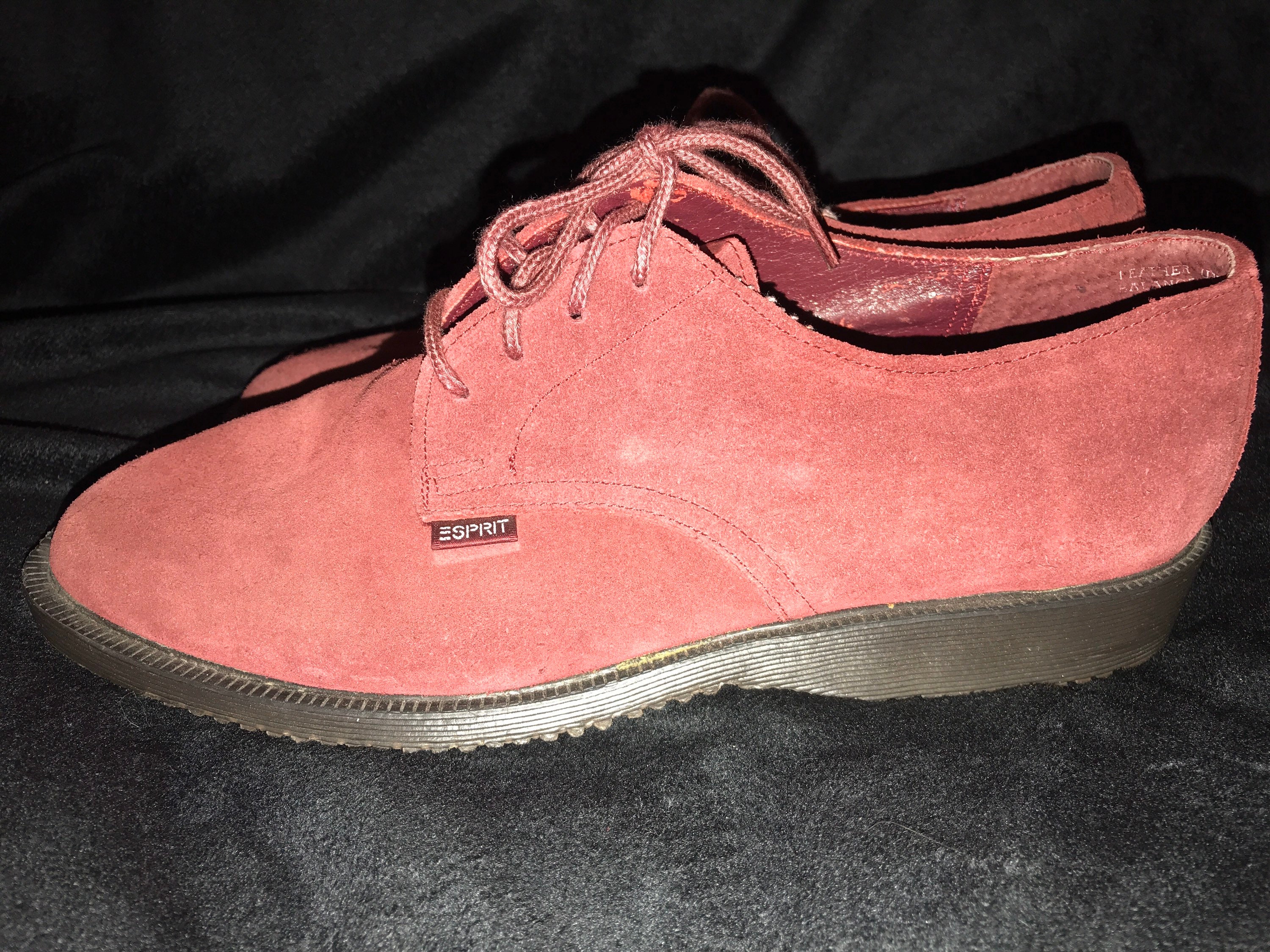 90's Esprit Loafers. Lace Burgundy Loafers. Esprit Shoes. Esprit Suede