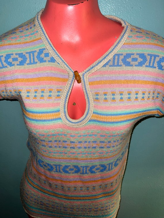 Vintage 1970’s Summer Sweater. Cute Thin Boho Sle… - image 4