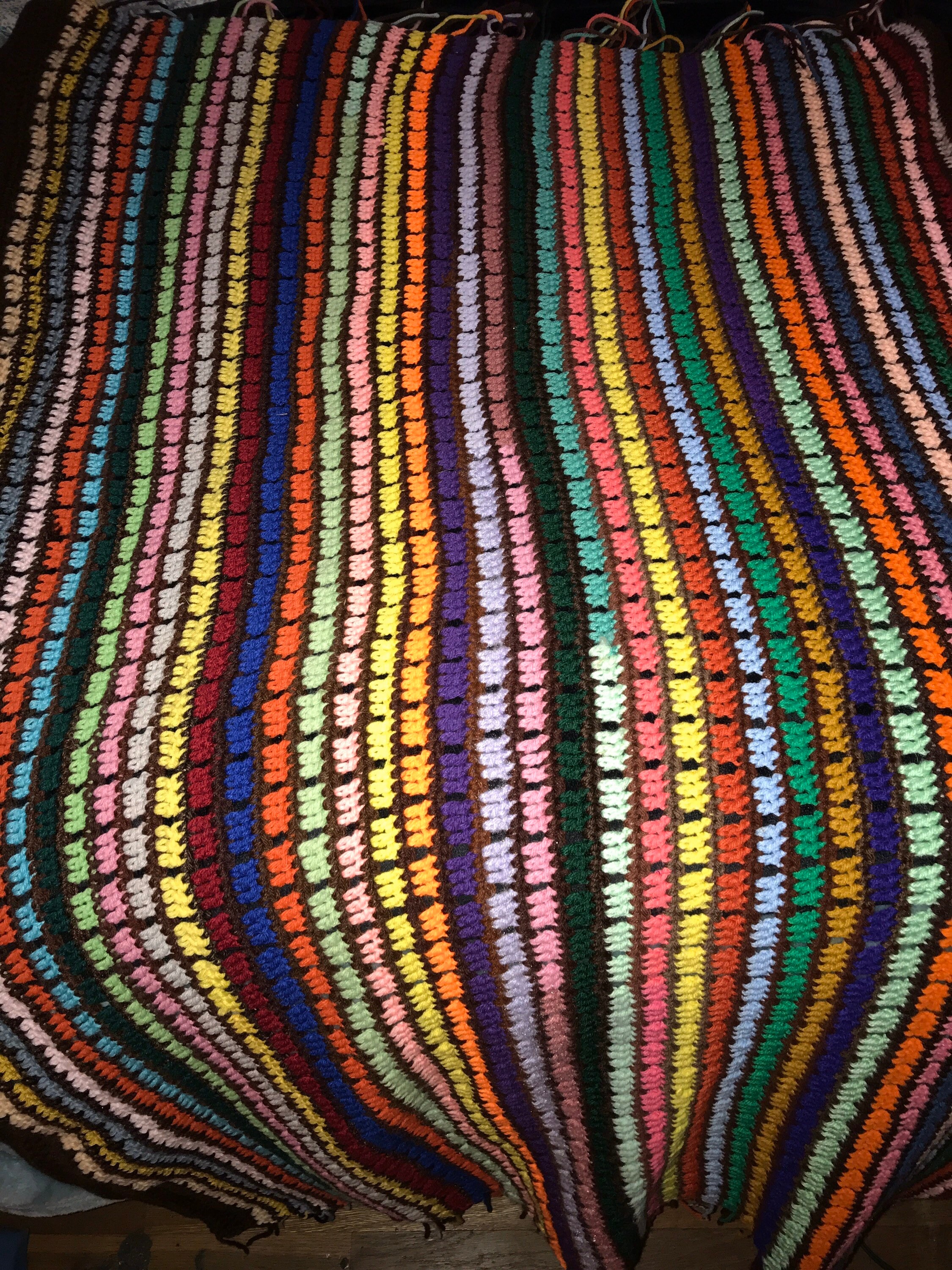 Vintage Afghan. MultiColored Afghan. Vintage Blanket. Vintage Afghan Blanket. Hand Knit Afghan