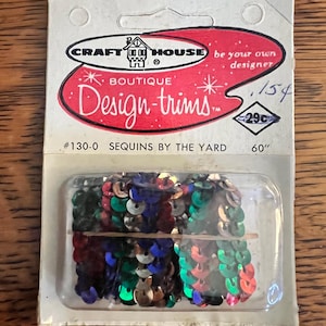 Vintage NOS Sequin Package, Multi-Colored By The Yard