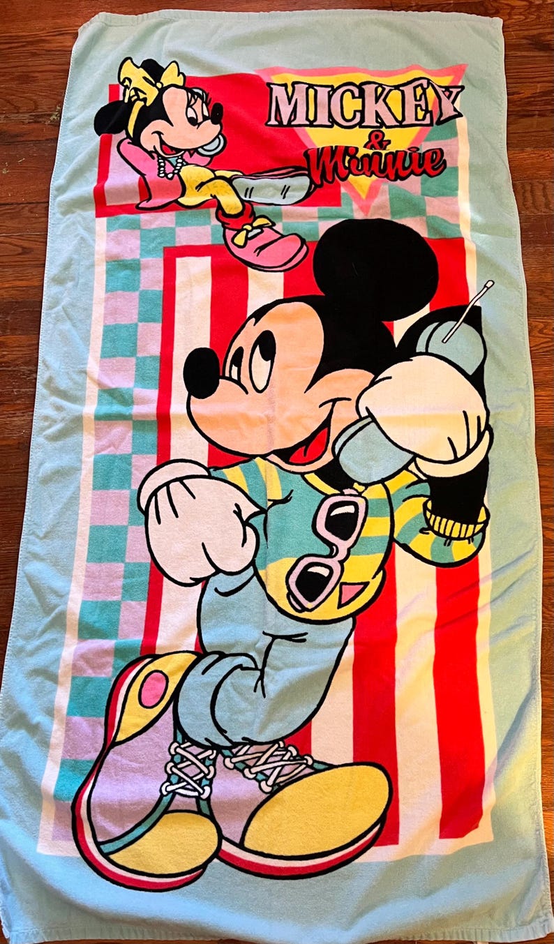 Vintage 90’s Mickey and Minnie Mouse Beach Towel, A Franco Towel image 1