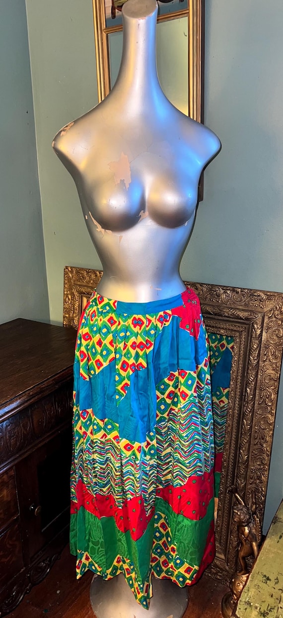 Vintage 80's Anne Crimmins Abstract Colorful Cotton Skirt, Size 4