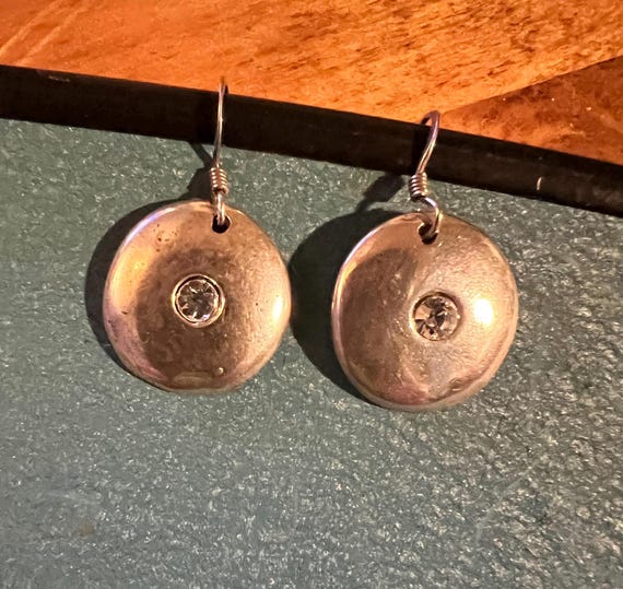 Vintage 1990’s Sterling Silver Dangle Earrings, Signed TCP View 2