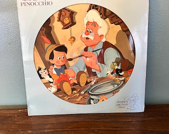 Vintage 1980 Walt Disney Pinocchio Record Album, Pictorial Album, Picture Disc