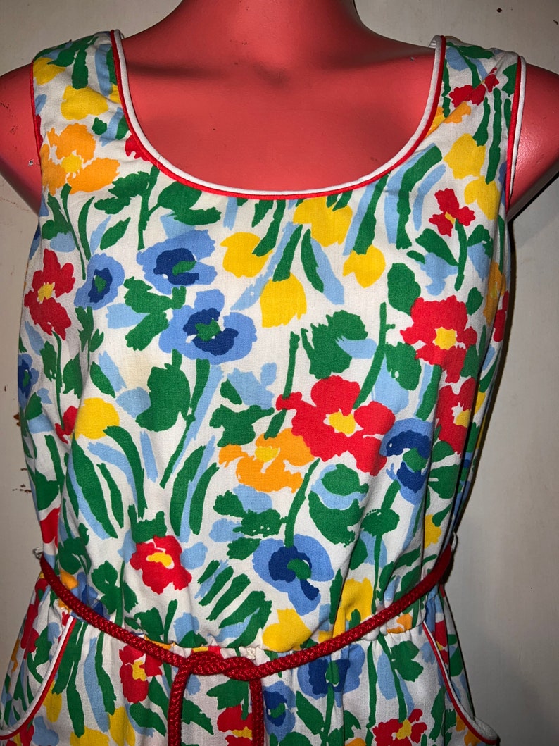 Vintage Floral Dress. 1960's Adorable Sleeveless Eye Popping Floral Dress. Perfect Vintage Sun Dress. Jenni Dress. Size 9/10 image 3