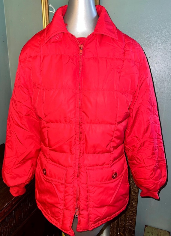 Vintage 80’s Eddie Bauer Goose Down Red Puffy Coat.