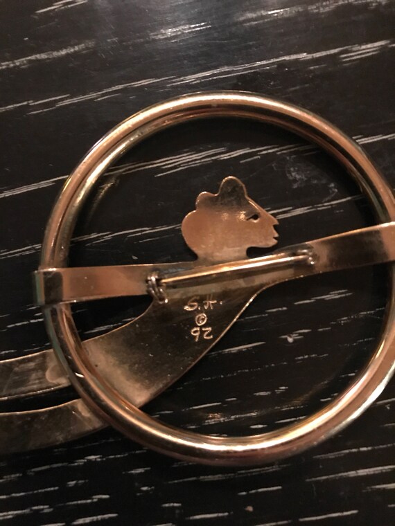 Vintage Artisan Designed Gold Brooch, Signed S.H.… - image 6