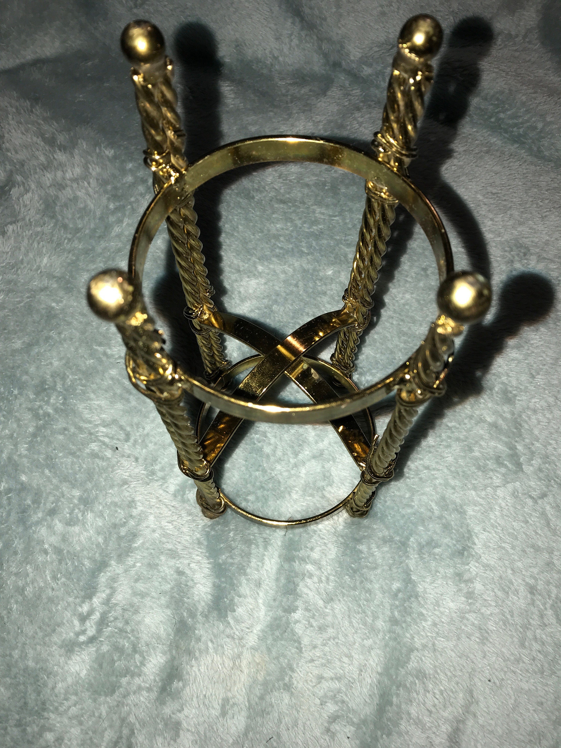 Vintage Brass Stand. Vintage Brass Gazing Ball, Crystal Ball Stand