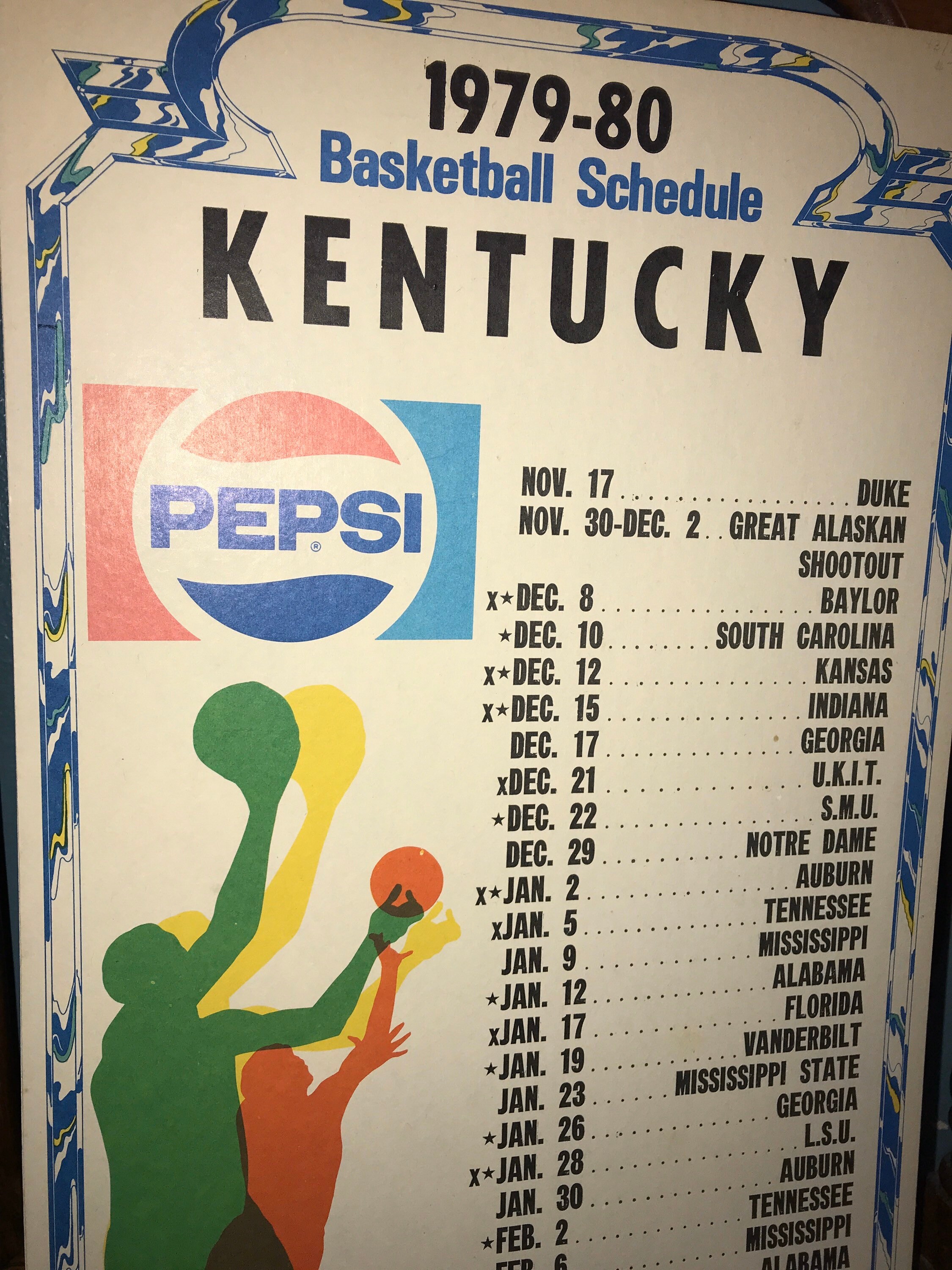 Vintage Kentucky Wildcats 1979-80 Basketball Schedule. UK Basketball ...
