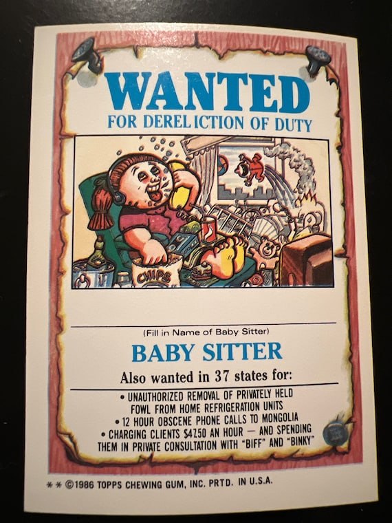 1986 Garbage Pail Kids, Unzipped Zack. Rare Card, 132b. Original