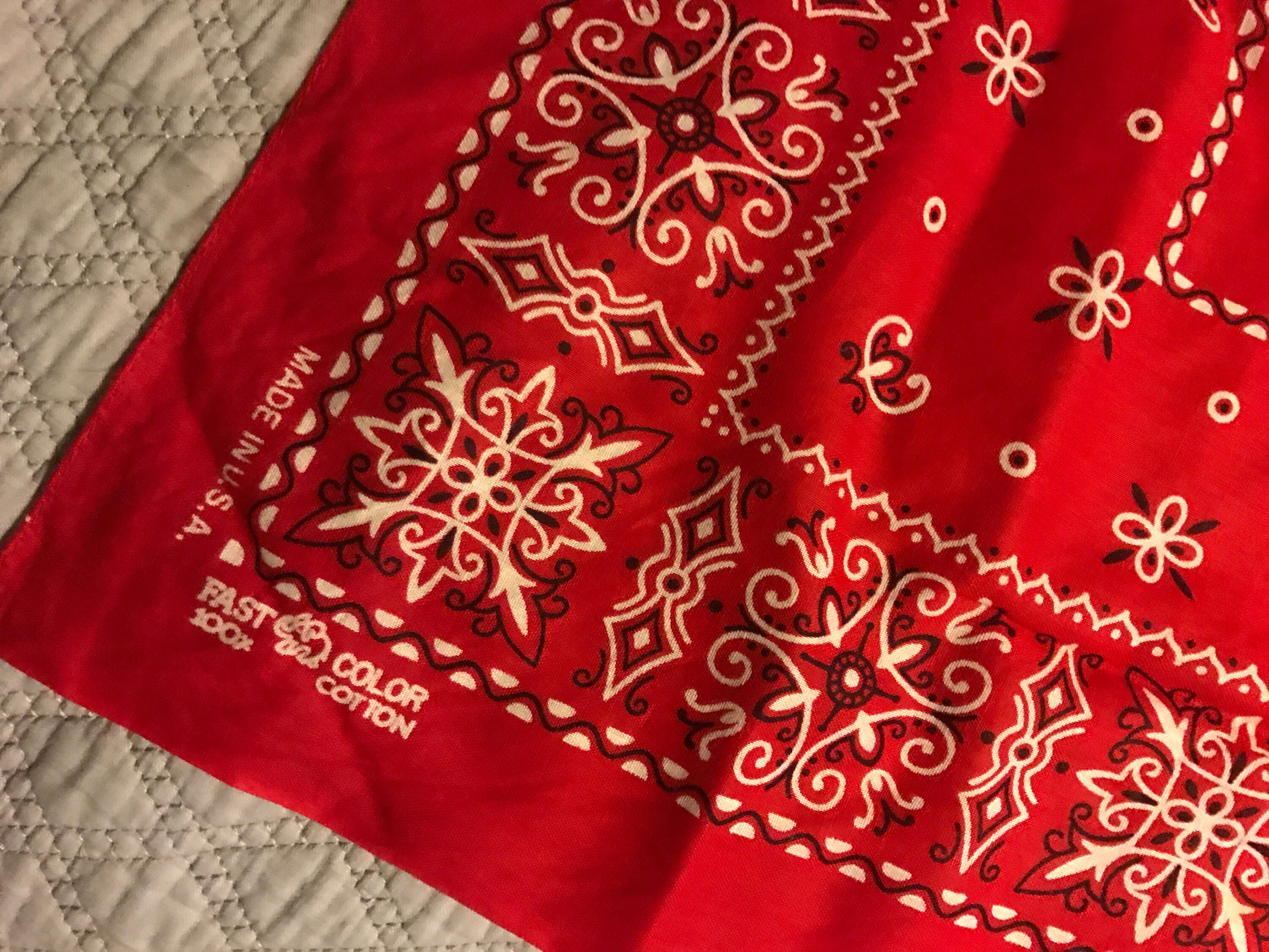 Vintage Bandana. Red Bandana. Fast Color Vintage Bandana