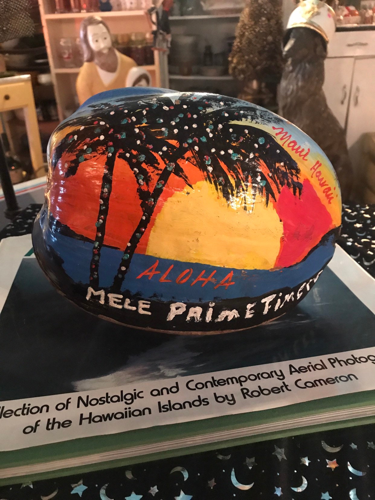 Vintage Hawaii Painted Coconut. Hand Painted Coconut. Maui, Hawaii