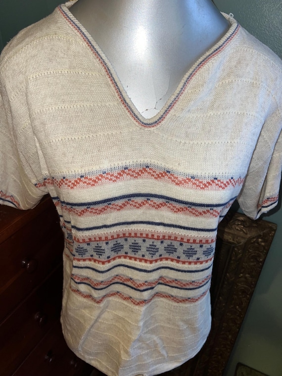 Vintage 1970’s Beige Hippie Sweater. Boho, Size Medium