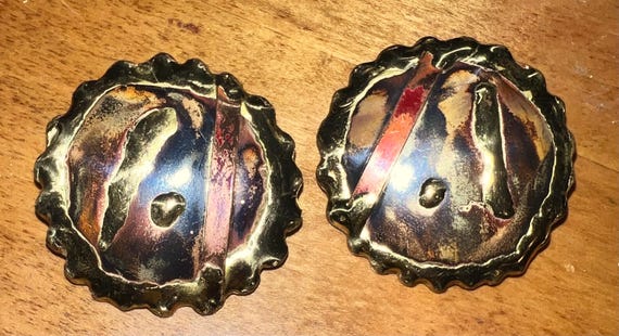 Vintage “Big” Artist Made Brass and Copper Earrings