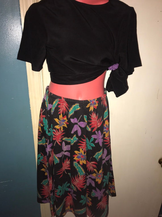 Vintage 80's Skirt. Abstract Leaf Skirt. Vintage … - image 3