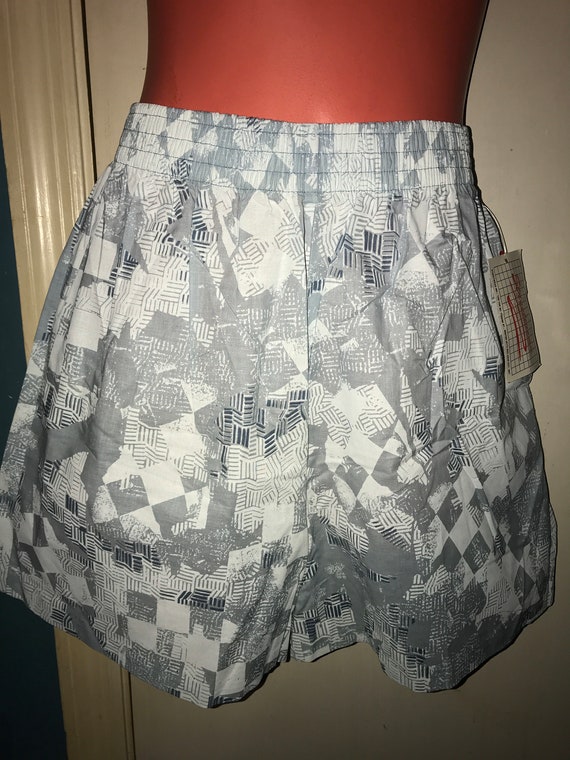 Vintage 80's Streetwear NWT Shorts. Blue and Whit… - image 1